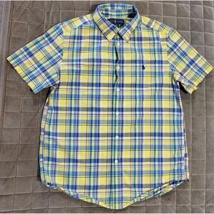 Ralph Lauren Oxford Shirt Yellow Checked Button-Front S Children's Large